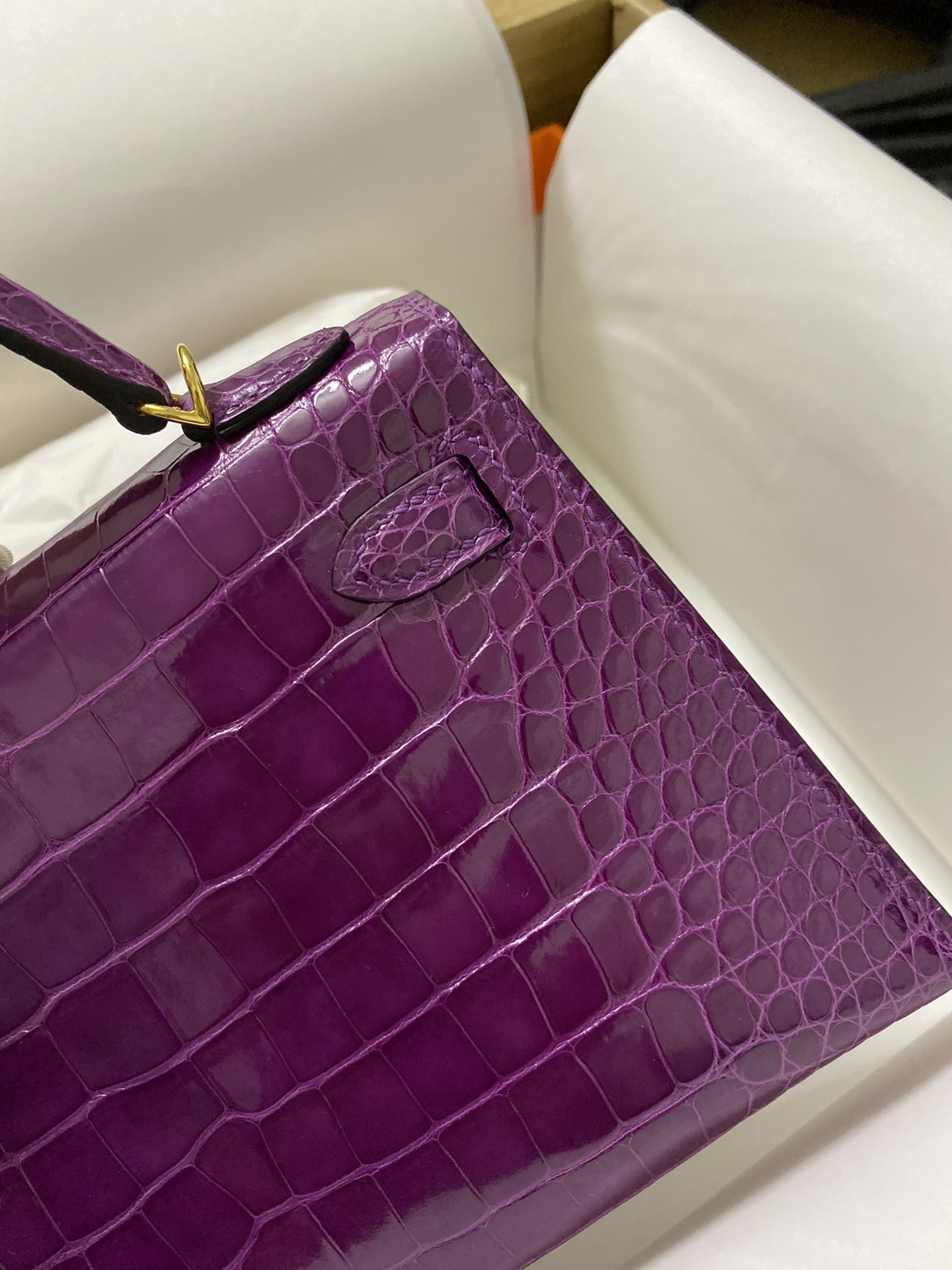 Hermes Kelly Mini II Bag 19CM In Anemone Shiny Alligator Leather